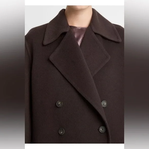 new Vince Wool-Blend Double-Breasted Long Coat deep espresso - Picture 2 of 10
